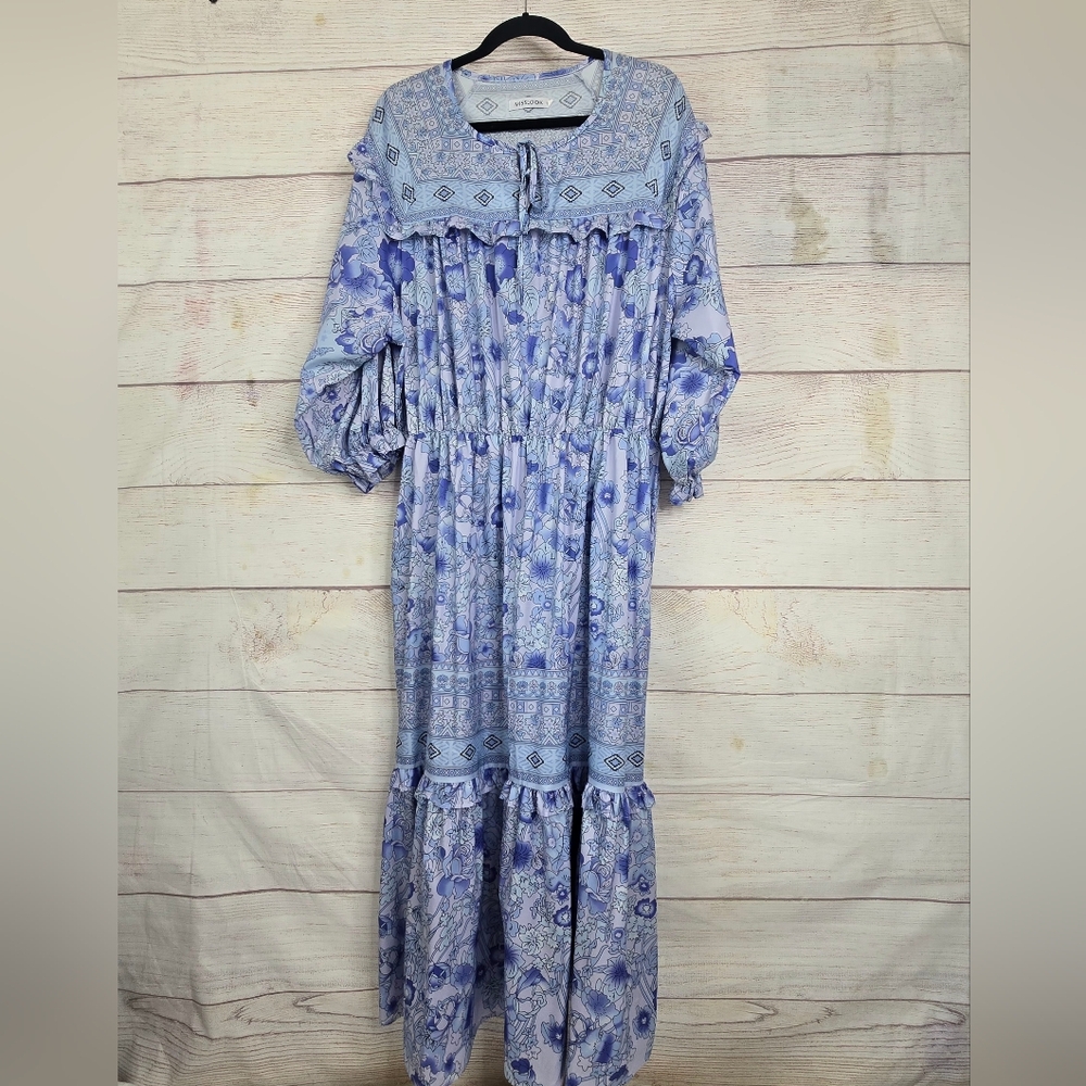 Misslooj long maxi loose blue dress  size XL NWOT